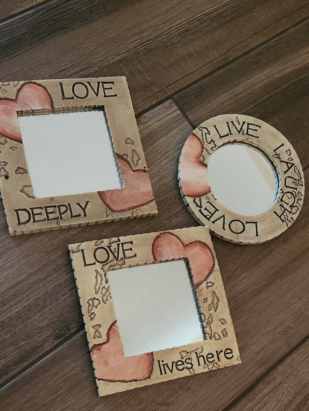 Love Heart Decorative Wall Mirrors - Set of 3